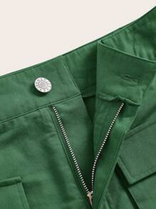 SHEIN EZwear Túi có nắp Váy chở hàng - màu xanh lá - Xem 3