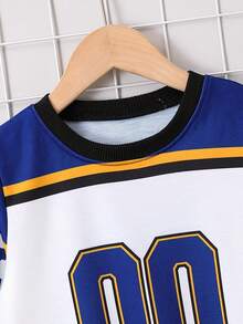 Chico joven Sudadera con estampado de letra de color combinado - Multicolor - Ver 4