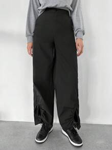 SHEINNeu Pantalones unicolor bajo con cordón