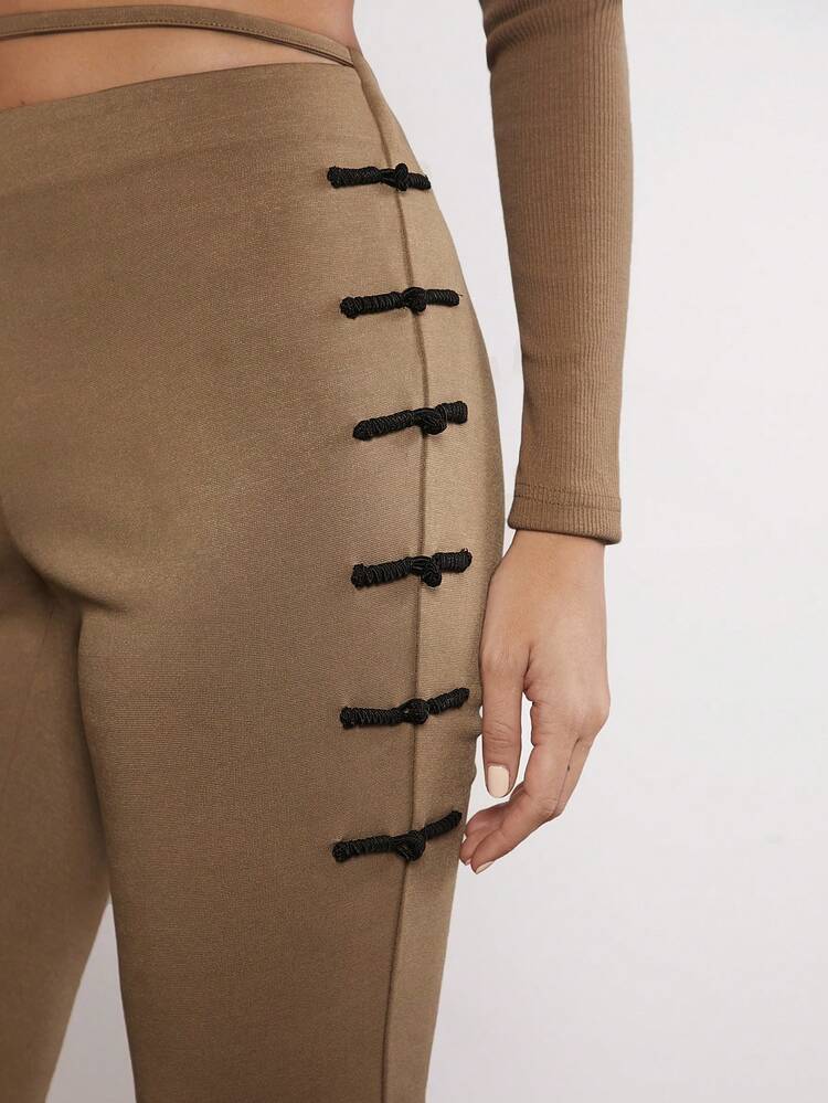 Cut Out Waist Flare Leg Pants
