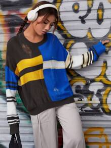SHEIN PETITE Pullover mit Farbblock, Drop Shoulder - Verschiedenfarbig - Übersicht 5