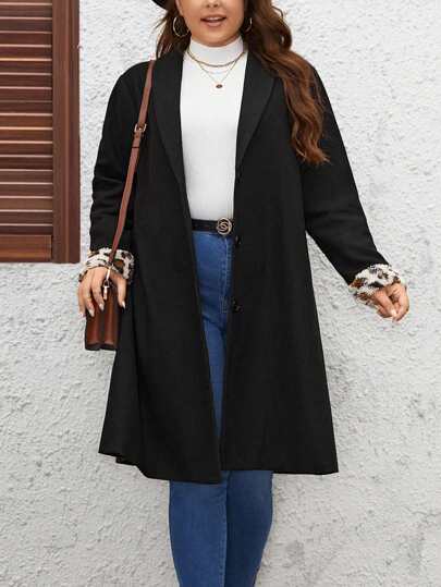 SHEIN LUNE Talla grande Abrigo de cuello esmoquin