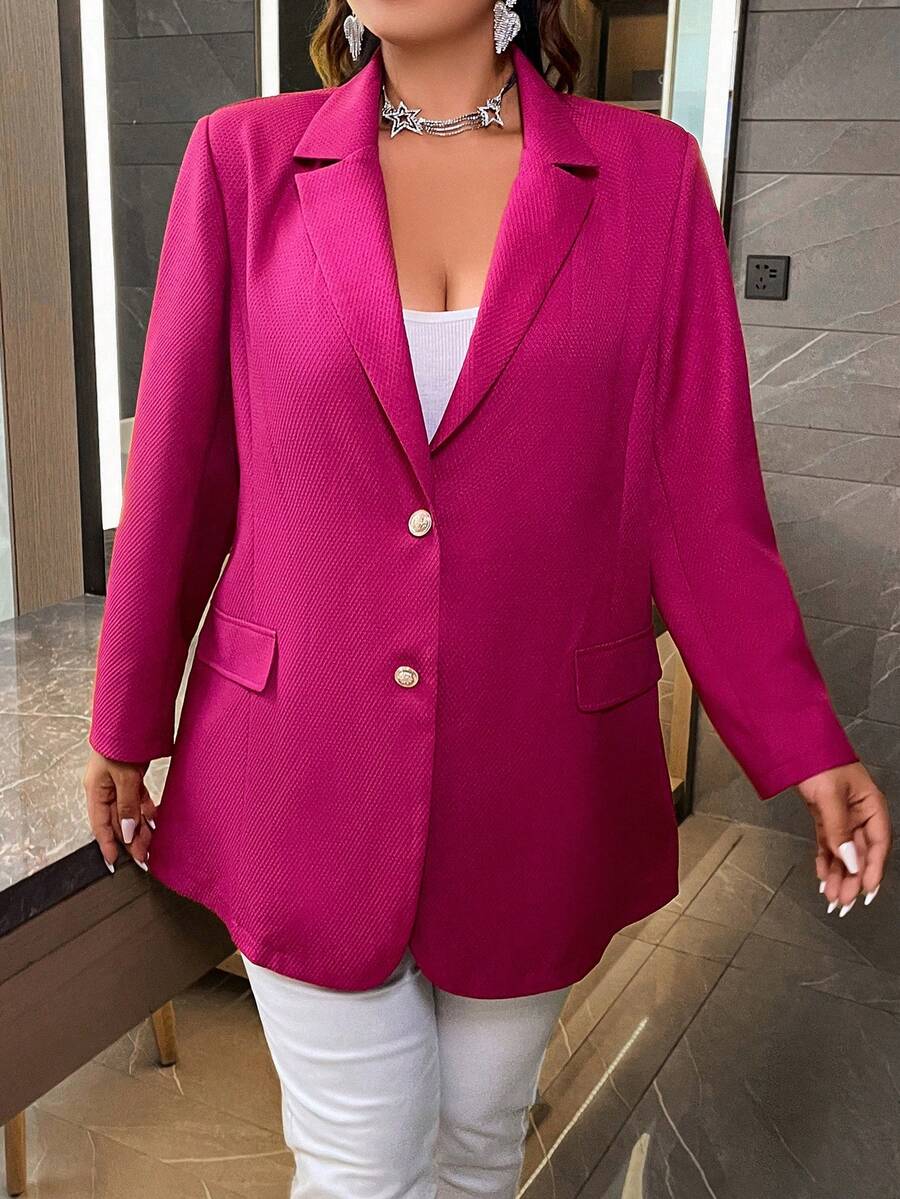 Celure Hơn Cổ áo Chi tiết về Flap Áo vest Không có thắt lưng - Màu Hồng Tươi - Xem 1