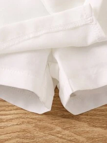 SHEIN Young Girl Casual & Chic Bow-Tie Detail Shorts For School And Everyday Wear White Shorts For Girls,Holiday,Summer,Travel - White - View 5