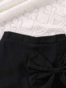 SHEIN Young Girl Casual And Elegant Shorts For Commuting With 3D Bow-Knots,Holiday,Summer,Travel, School, Campus, College