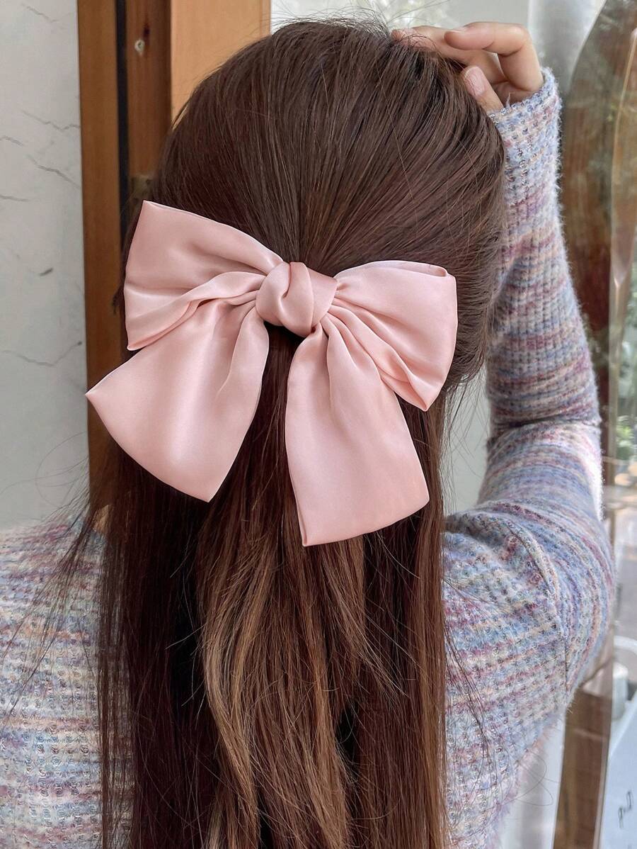DAZY Women's Elegant Solid Color Bowknot Shaped Hair Clip For Daily Use Valentines Claw Clips Hair Claws Hair Barrettes - Pink - View 1