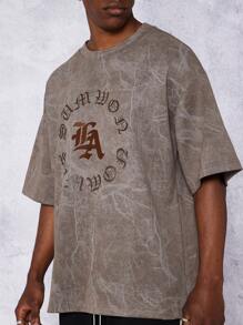 SUMWON Áo thun Suedette thêu thành phố - màu nâu - Xem 5