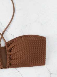 Swim Basics Summer Beach Criss Cross Halter Bra & Swim Bottom Bikini Set With Beach Cover Up Skirt Bathing Suit