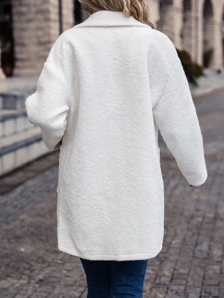 Lapel Neck Drop Shoulder Overcoat Winter Casual