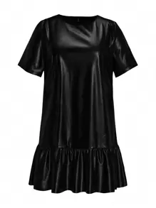 SHEIN LUNE Hơn Xù Hoa Sen Bằng sáng chế Váy Smock - màu đen - Xem 1