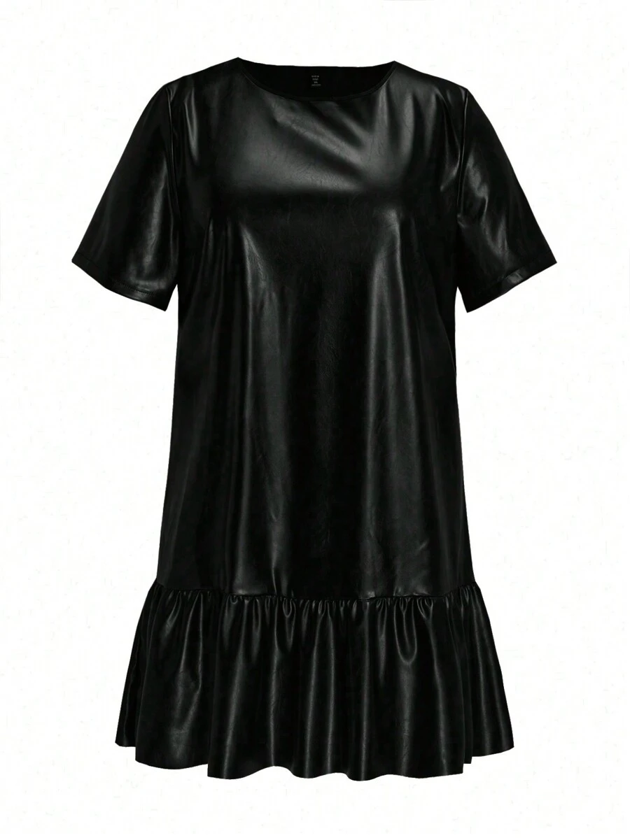 SHEIN LUNE Hơn Xù Hoa Sen Bằng sáng chế Váy Smock - màu đen - Xem 1