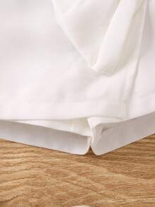 SHEIN Young Girl Casual & Chic Bow-Tie Detail Shorts For School And Everyday Wear White Shorts For Girls,Holiday,Summer,Travel - White - View 6