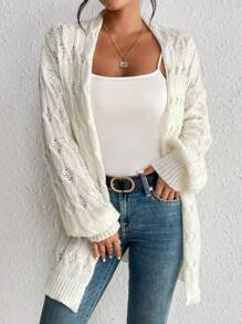 SHEIN Essnce Cardigan de punto de cable con hombros caídos