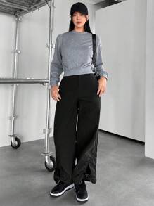 SHEINNeu Pantalones unicolor bajo con cordón
