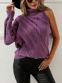 SHEIN Unity Turtleneck Cable Knit Sweater