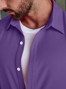 Manfinity Homme Men Solid Shirt & Shorts Without Tee - Purple - View 4