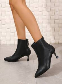 Women's Fashionable Comfortable Pointed Toe Stiletto Ankle Boots - Black - View 3
