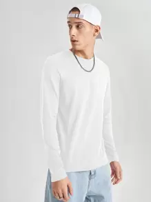 SWAVVY Men Solid Round Neck Tee, For Fall