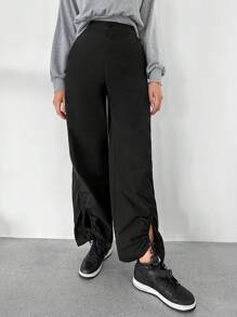 SHEINNeu Pantalones unicolor bajo con cordón