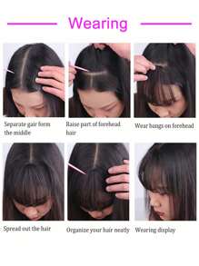Bigger Size Human Hair Air Bangs Natural Color Bangs Clip In Hair Extension Beginner Friendly - Natural Black - View 7