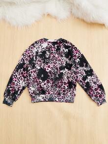 SHEIN Cô gái Tween Hoa & In hoa Báo Áo chui đầu - màu đen - Xem 2