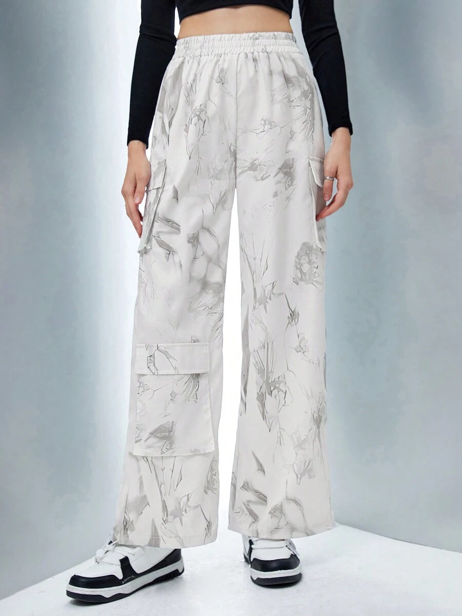 SHEIN Unity 紮染翻蓋口袋工裝褲 - 彩色 - 查看 1