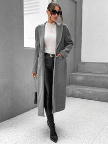 SHEIN Essnce Manteau Col À Revers Avec Poches