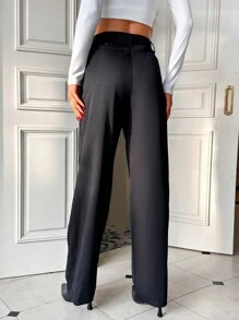 SHEIN Essnce Dây thắt lưng Quần ống rộng - màu đen - Xem 2