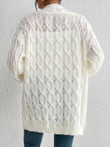 SHEIN Essnce Cardigan de punto de cable con hombros caídos