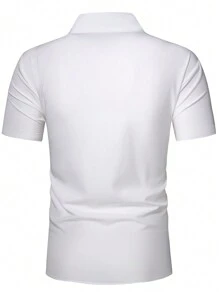 Manfinity Mode Áo sơ mi Nam Túi Nút phía trước màu trơn Giải trí - trắng - Xem 2