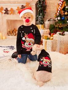 Suéter con estampado navideño para niño joven, 1 pieza - Negro - Ver 5