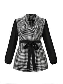Celure Hơn In Houndstooth Thắt lưng Áo khoác - Nhiều màu - Xem 1