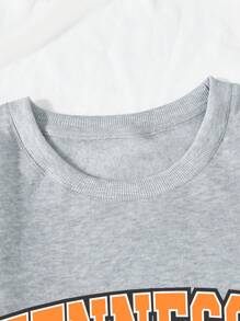 Plus Letter Graphic Thermal Lined Sweatshirt - Grey - View 7