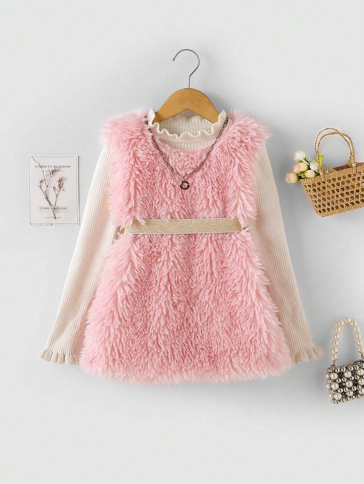 Young Girl 1pc Teddy Sleeveless Dress