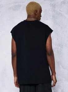 Men Tank Top With Front Graphic For Daily Wear - Black - View 5