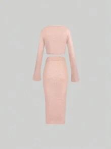 SHEIN Unity 女士毛衣兩件套 - 藕粉色 - 查看 2