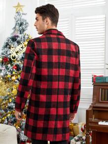 Manfinity VCAY Men 1pc Buffalo Plaid Lapel Collar Overcoat - Multicolor - View 2