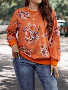 SHEIN LUNE 大碼印花運動衫 - 橘色 - 查看 6