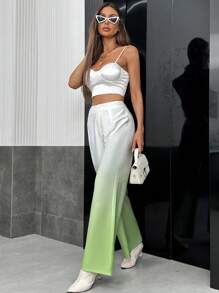 SHEIN Privé Ombre Wide Leg Pants - Multicolor - View 7