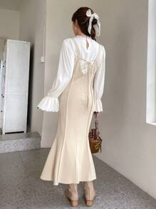 FRIFUL Tie Back Mermaid Dress Without Blouse - Apricot - View 5