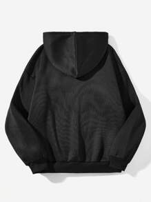 SHEIN EZwear Áo nỉ có mũ trùm đầu in hình nhện đỏ màu đen dáng rộng dày giữ nhiệt cho nữ, phù hợp cho mùa thu/đông và Halloween - màu đen - Xem 2