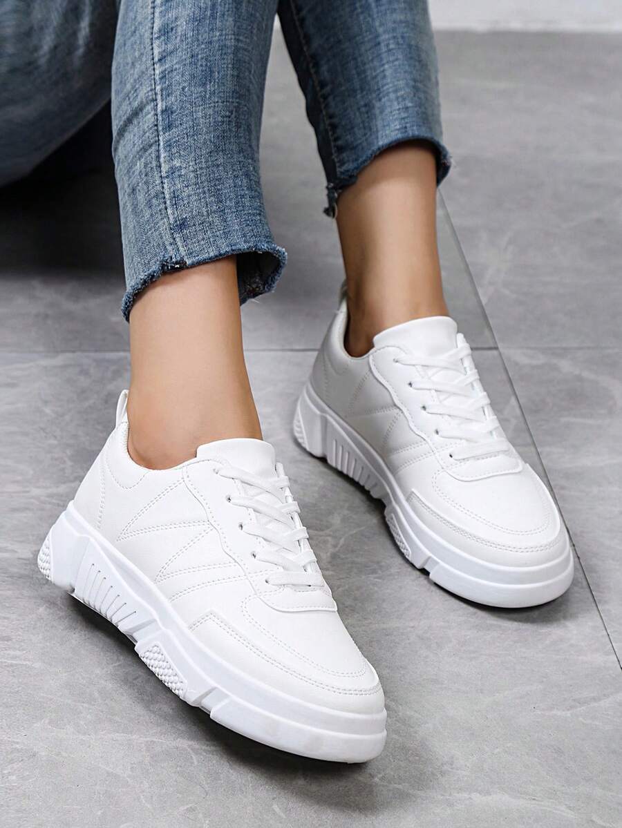 Giải trí Giày thể thao NỮ Bằng phẳng Giày trượt băng Đúng mốt Thoáng khí Đen Giày dép Dày - trắng - Xem 1