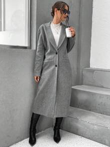SHEIN Essnce Manteau Col À Revers Avec Poches