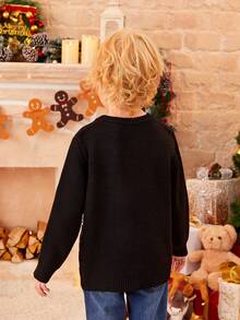 Suéter con estampado navideño para niño joven, 1 pieza - Negro - Ver 2