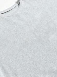 SHEIN EZwear 圖形圖案落肩袖加絨內裏運動衫 - 淺灰色 - 查看 6