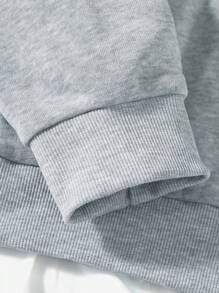 Plus Letter Graphic Thermal Lined Sweatshirt - Grey - View 3