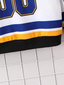 Chico joven Sudadera con estampado de letra de color combinado - Multicolor - Ver 3