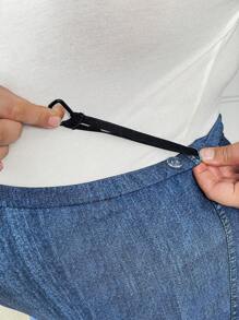 SHEIN Quần Jegging in họa tiết hiệu ứng denim dành cho bà bầu Plus - Màu xanh lam - Xem 4