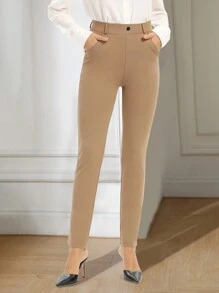 Quần nữ màu trơn Giải trí - Màu Khaki - Xem 1