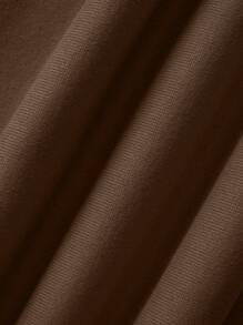 INAWLY Plus Letter Graphic Thermal Lined Sweatshirt, For Winter - Coffee Brown - View 5